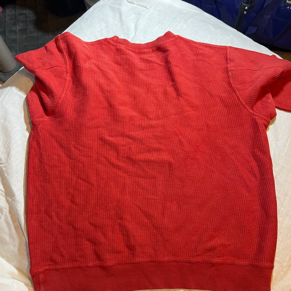 Pink Lily Holiday Red Corduroy "In My Merry‎ Era" Sweatshirt Women's Size L - Picture 5 of 5